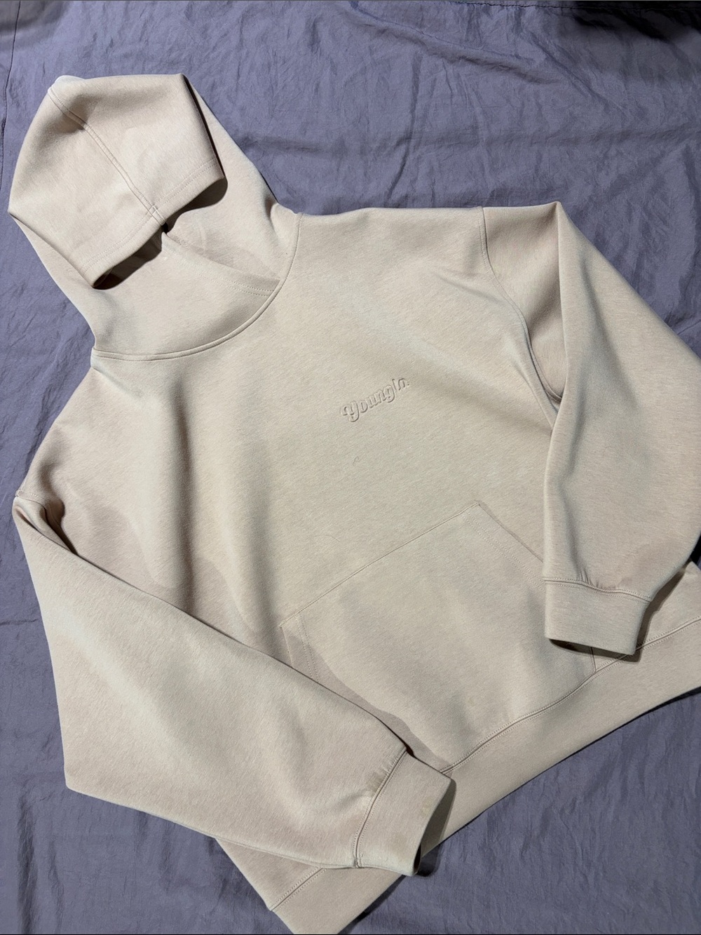 YoungLA Tan Oversized Hoodie with Subtle Logo